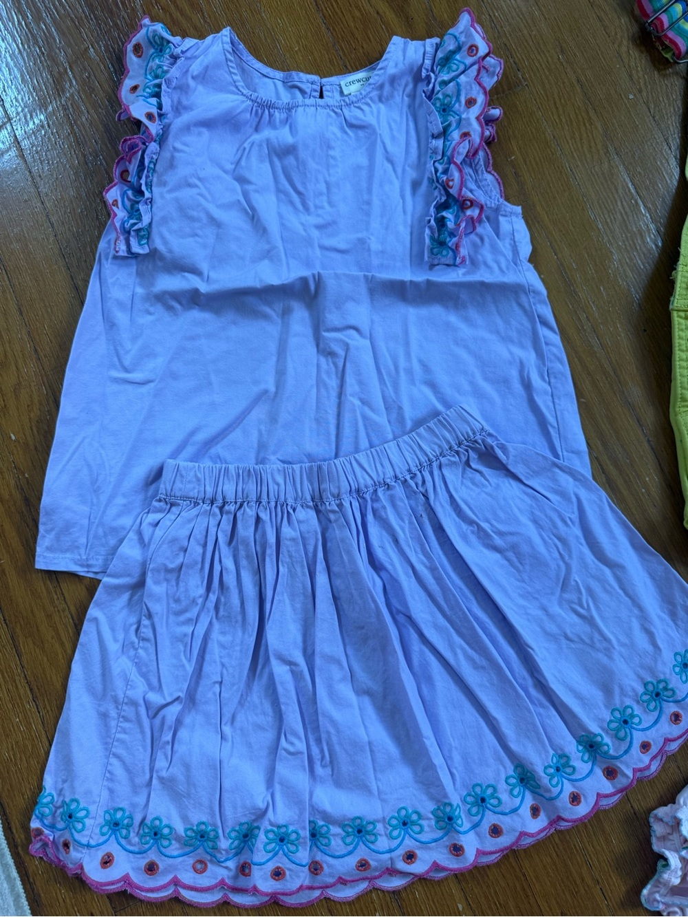 Crewcuts Light Purple Embroidered Ruffle Top & Skirt